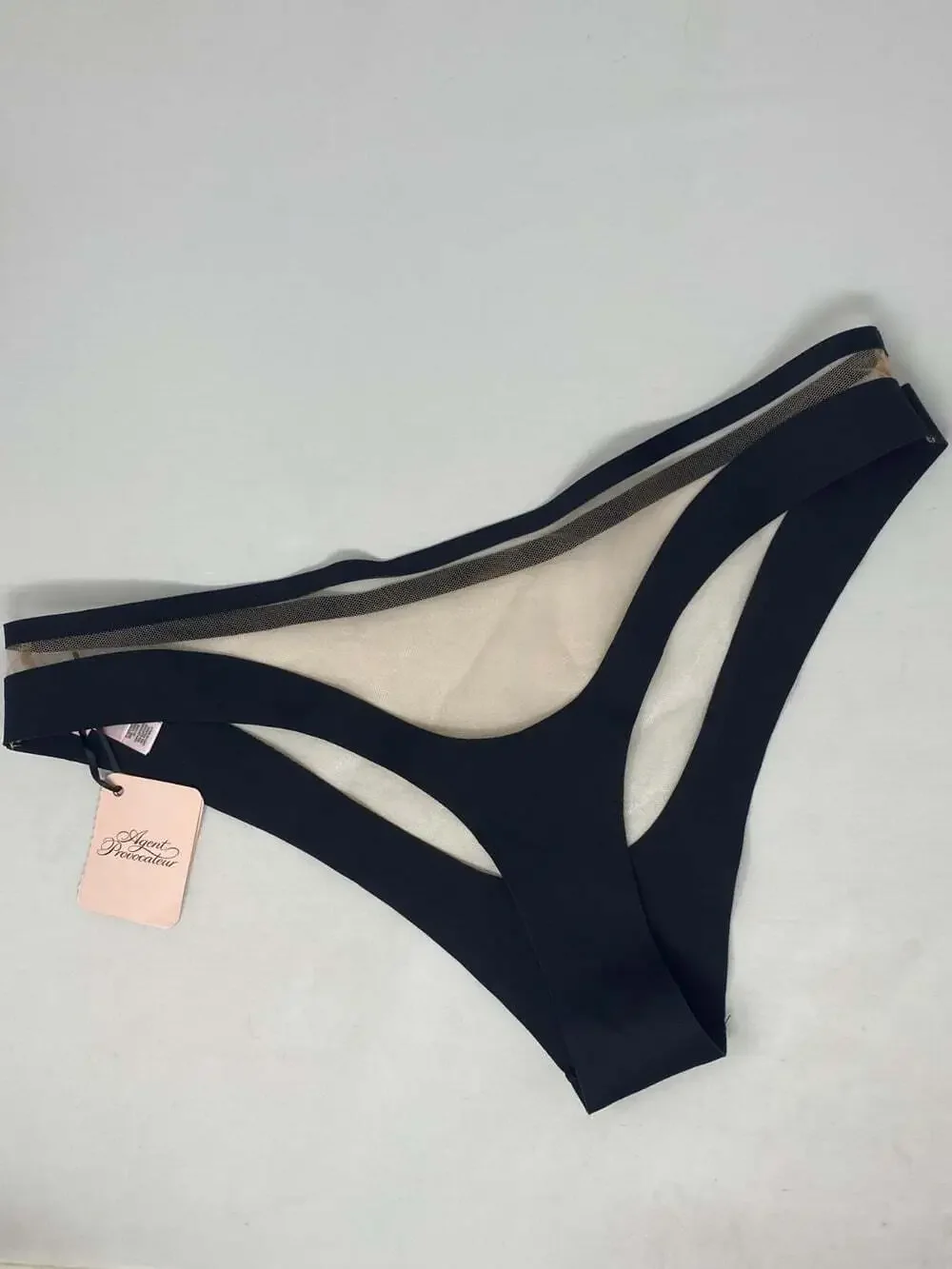 Agent Provocateur Soni Black Nude Brief AP4 Large NWT $165